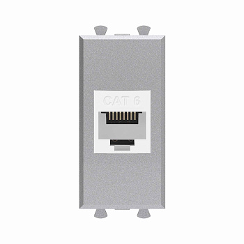 Компьютерная розетка RJ-45 без шторки модульная, кат.6, "Avanti", "Закаленная сталь", 1 модуль DKC Компьютерная розетка RJ-45 без шторки модульная, кат.6, "Avanti", "Закаленная сталь", 1 модуль DKC