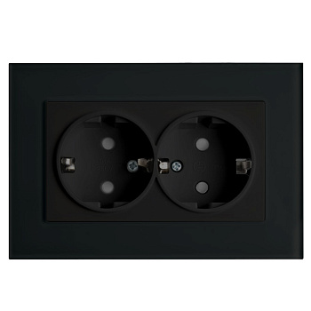 Розетка 2-местная c/з STEKKER, PST16-9011-03, с защитной шторкой, 250В, 16А, серия Эрна, черный Розетка 2-местная c/з STEKKER, PST16-9011-03, с защитной шторкой, 250В, 16А, серия Эрна, черный