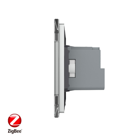 Розетка электрическая ZigBee (Wi-Fi) с заземлением защитными шторками 16A 1 пост Серая Livolo