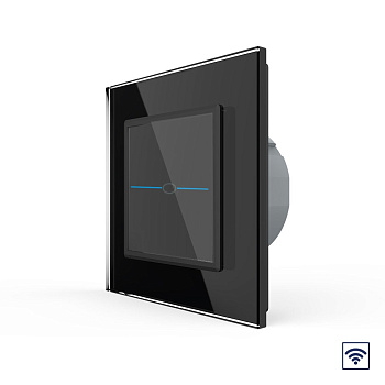 Сенсорный радиоуправляемый выключатель Quadro 1 клавиша 1 пост Черный Livolo