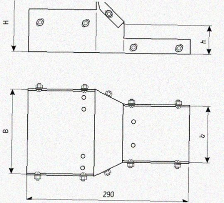 Лоток переходной замковый ЛПЗ 300х100-200х100 УТ1,5, горячее цинкование, S1,0