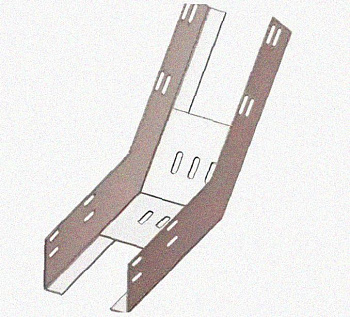 Лоток перфорированный КП 400х65-45 УХЛ1 для поворота трассы вверх на 45, оцинкованный лист S1,0