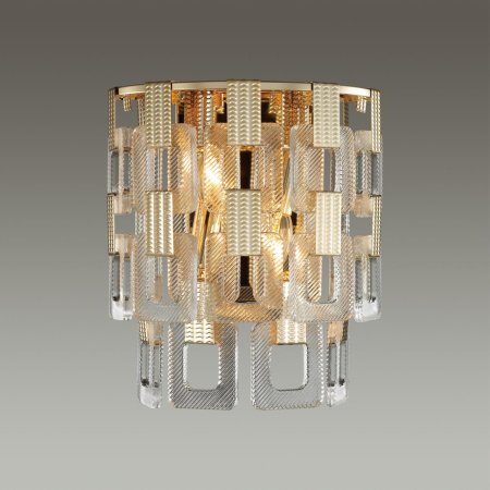 Бра E14 2*40W BUCKLE золотой/стекло ODEON LIGHT
