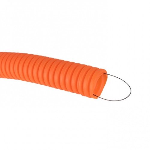 Труба гофр, ПНД с протяжкой d25 мм (75 м) оранжевая EKF-Plast фото 3
