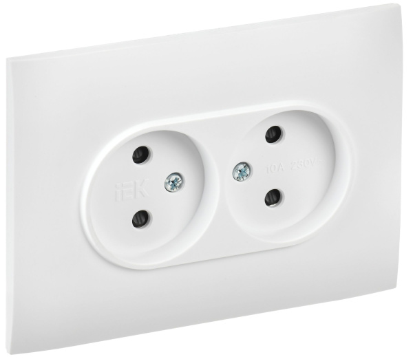 SKANDY Розетка 2-местная без заземления с защитными шторками 10А в сборе SK-R09W арктический белый IEK