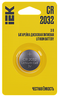 Элемент питания дисковой литиевой CR2032 (1шт/блистер) IEK