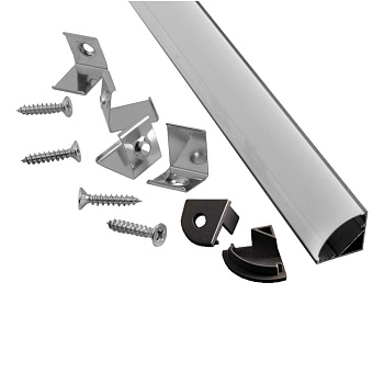 Профиль GAL-GLS-1000-16-16-B угловой черн. (1м профиль+рассеиватель+2заглушки+2 скоб с шуруп. 1/100) General