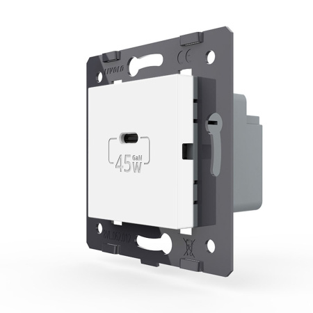 Розетка USB type C с блоком питания 45W, цвет белый (механизм) Livolo