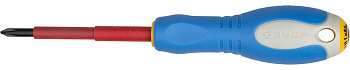 ПРОФИ ЭЛЕКТРИК. Отвертка Cr-V, трехкомпонент рукоятка, высоковольтная до ~1000В, PH №1, 80 мм ЗУБР