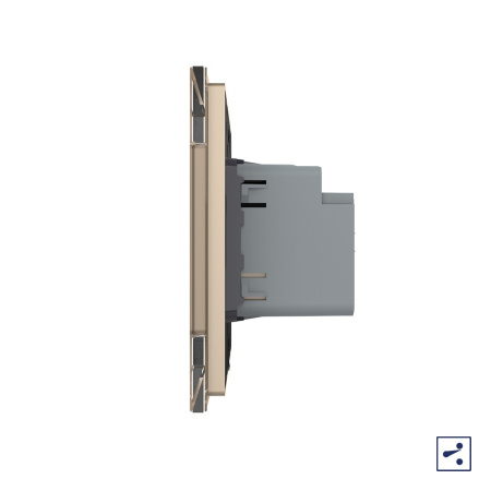 Двухклавишный проходной сенсорный выключатель Module, цвет золотой Livolo