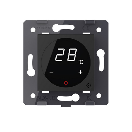 Терморегулятор пола 16А, сенсорное упр., датчик воздуха, твердотельное реле, Черный (мех.) Livolo