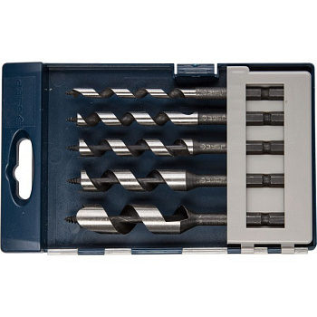 Набор сверл по дереву, 5шт(d=6-16мм), спираль Левиса, шестигранный хвостовик 1/4", Эксперт 29483-H5 ЗУБР