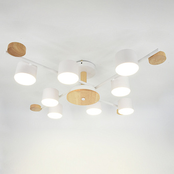 Люстра под лампу GCHL-8GX53-M Белая+Дерево Венто General