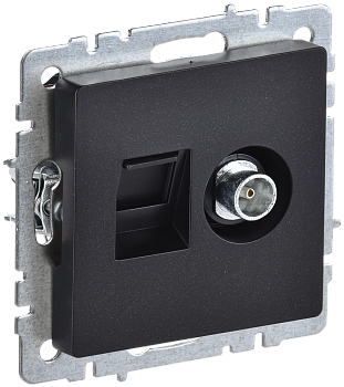 BRITE Розетка двойная TV+RJ45 кат.5E РТВ/РК12-БрЧ черный IEK