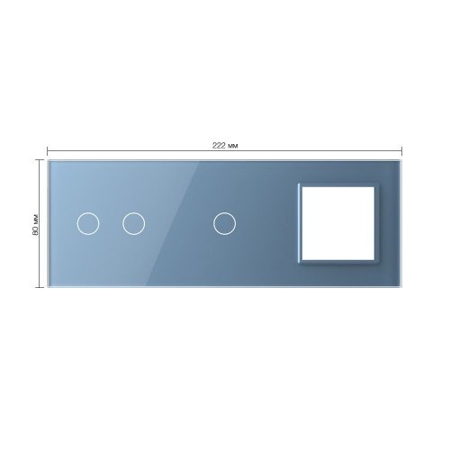 Панель для двух сенсорных выключателей и розетки, 3 клавиши (2+1), цвет синий, стекло Livolo фото 2