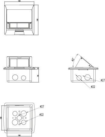 Donel Выдвижной блок 3 мод. античная латунь (с уст. набором)