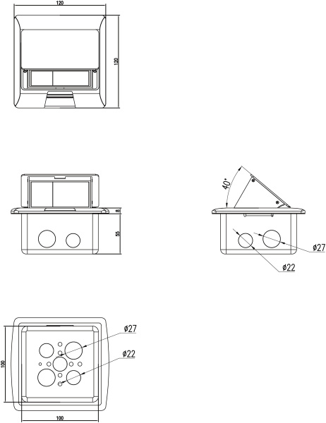 Donel Выдвижной блок 3 мод. античная латунь (с уст. набором)