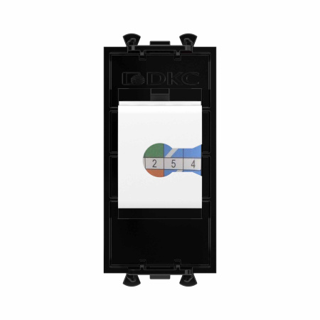 Телефонная розетка RJ-12 без шторки модульная, "Avanti", "Черный квадрат", 1 модуль DKC