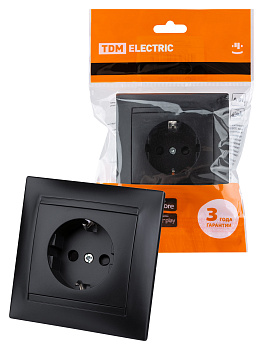 Розетка 2П 10А 250В с защ. шт. графит "Лама" TDM Розетка 2П 10А 250В с защ. шт. графит "Лама" TDM