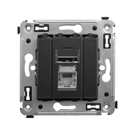 Компьютерная розетка RJ-45 в стену, кат.6 экранированная одинарная,"Avanti", "Черный матовый" DKC