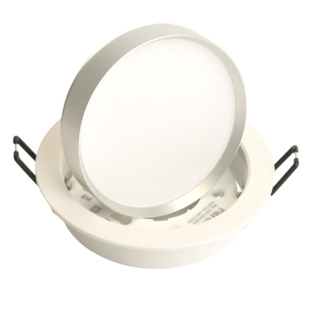 Светильник потолочный встраиваемый, 15W 230V GX53, белый + серебро, круг, без лампы, DL507 Feron