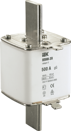 Плавкая вставка предохранителя ППНИ-39 габарит 3 500А IEK