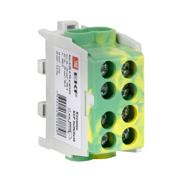 Клемма распределительная КСР с двойным винтом 2x25/2x16 желто-зеленая PROxima EKF