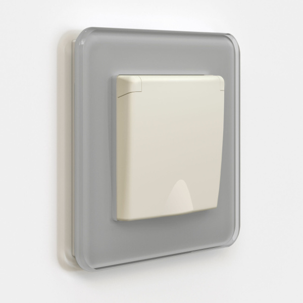 Розетка с заземлением и шторками c крышкой (айвори матовый) СУ IP44 Werkel