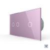 Сенсорный радиоуправляемый выключатель 3 клавиши (2-1), 2 поста Розовый Livolo