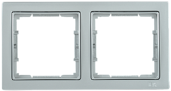 Рамка 2-местная квадратная РУ-2-БС BOLERO Q1 серебряный IEK