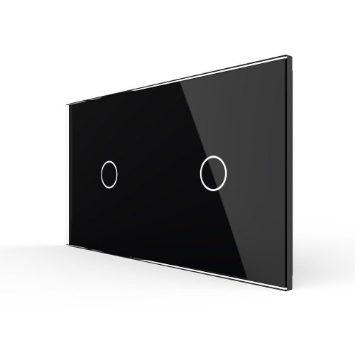 Панель для двух одноклавишных выключателей черная Livolo фото 5
