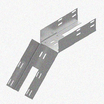 Лоток перфорированный КС 250х65-45 У3 для поворота трассы вниз на 45, окрашенный, S1,5