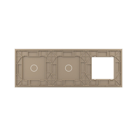Панель для розетки и двух сенсорных выключателей, 2 клавиши (1+1), цвет золотой, стекло Livolo