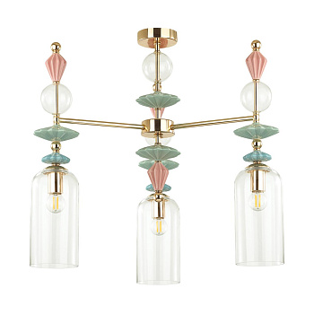 Люстра потолочная E14 3*40W BIZET золото/разноцветн./керамика/стекло ODEON LIGHT