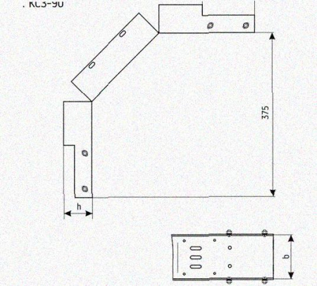 Лоток замковый перфорированный КСЗ 200х85-90 УХЛ1 для поворота трассы вниз на 90, горячее цинкование, S1,5