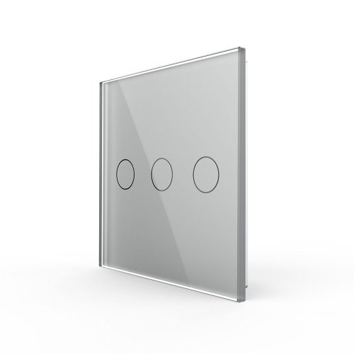 Панель для сенсорного выключателя UK стандарт, 3 клавиши, цвет серый, стекло B Livolo