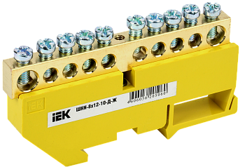 Шина PE "земля" на DIN-изоляторе ШНИ-8х12-10-Д-Ж IEK