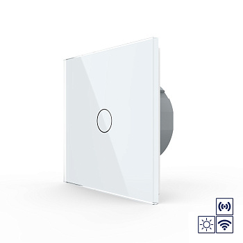 Сенсорный импульсный радиоуправляемый выключатель сухой контакт 1 клавиша 1 модуль Белый Livolo