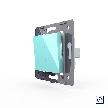 Двухклавишная механическая кнопка (звонок), цвет зеленый (механизм) Livolo