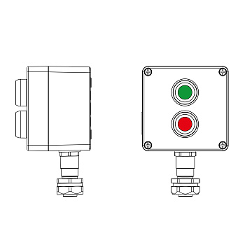 Взрывозащ. пост упр. из алюминия CPE-A-12-(1xP1G(11)-1xP1R(11))-1xKAEPM2MHK-20(C)1Ex d e IIC Т5 Gb / Ex tb IIIC T95°C Db IP66 DKC