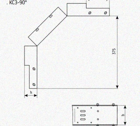 Лоток замковый перфорированный КСЗ 80х80-90 УТ1,5 для поворота трассы вниз на 90, горячее цинкование, S1,5
