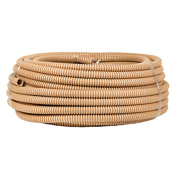 Труба гофр, ПВХ с протяжкой d16 мм (25 м) светлое дерево EKF-Plast