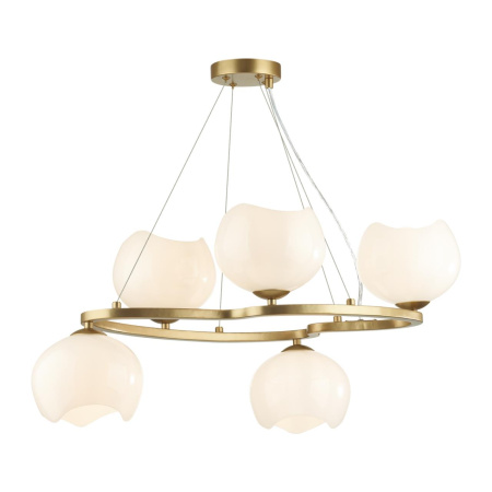 Люстра E14 5*40W WATERLILY золотой/белый/стекло ODEON LIGHT