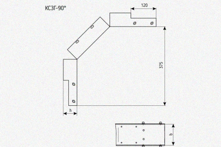 Лоток замковый глухой КСЗГ 150х50-90 УХЛ1 для поворота трассы вниз на 90, горячее цинкование, S1,0