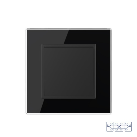 Одноклавишный перекрестный механический выключатель 1 пост, цвет черный Livolo