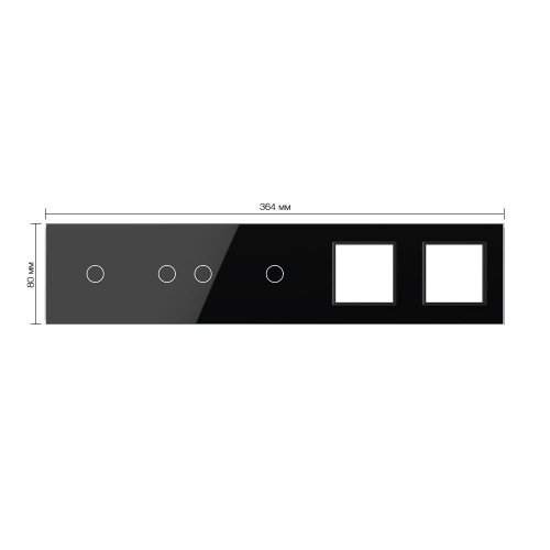 Панель для 3-х сенсорных выключателей и 2-х розеток, 4 клавиши (1+2+1), цвет черный, стекло Livolo фото 2