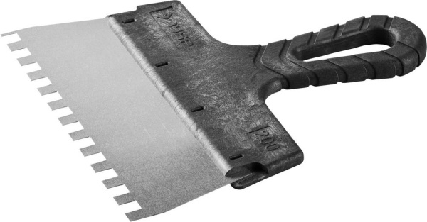 Шпатель "Мастер" ФАСАДНЫЙ, нержавеющее полотно, 200мм, зуб 8х8мм ЗУБР