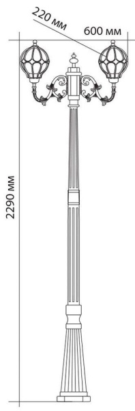 Светильник садово-парковый Feron PL3808 круглый, столб 2*60W 230V E27, черное золото Светильник садово-парковый Feron PL3808 круглый, столб 2*60W 230V E27, черное золото