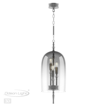 Подвес E14 3*40W BELL серебрист.с патиной/дымчатый/стекло ODEON LIGHT