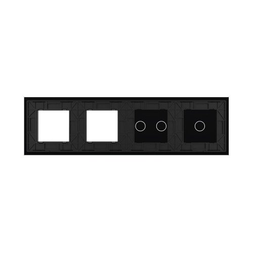 Панель для 2-х сенсорных выключателей и 2-х розеток, 3 клавиши (1+2), цвет черный, стекло Livolo фото 4